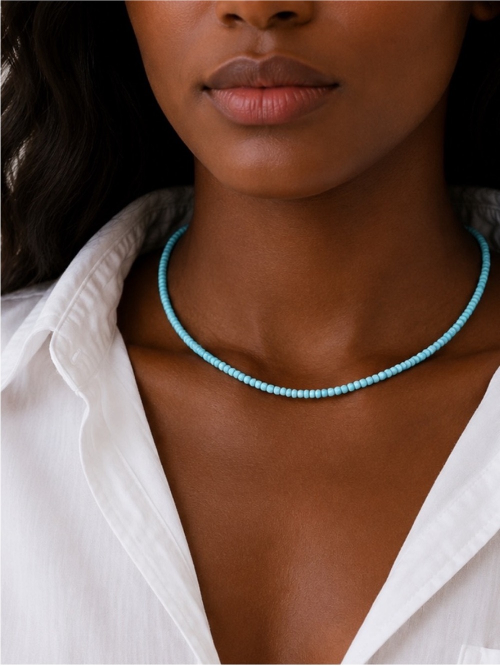 New! Colorful Blue Beaded Dopamine Necklace NWOT 5061